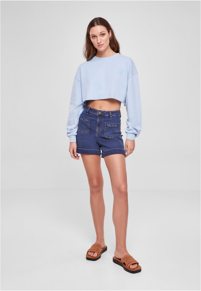 Cropped Flower Embroidery Terry Crewneck dama Urban Classics