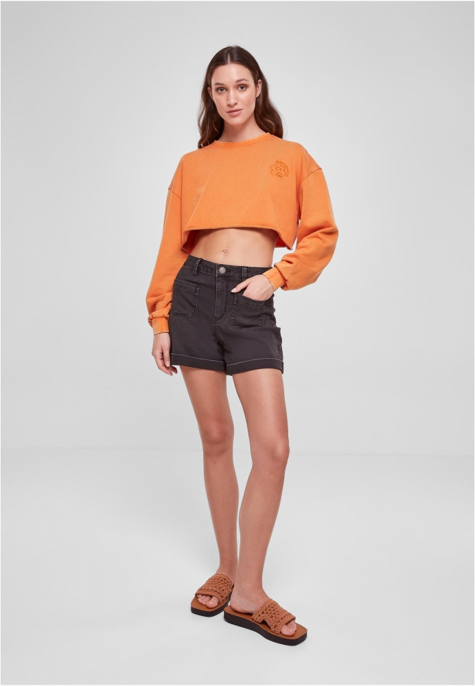 Cropped Flower Embroidery Terry Crewneck dama Urban Classics