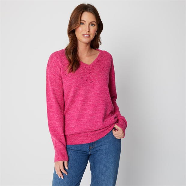 Be You You Pointelle V Neck Jumper