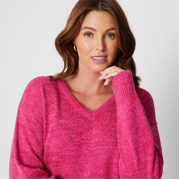 Be You You Pointelle V Neck Jumper