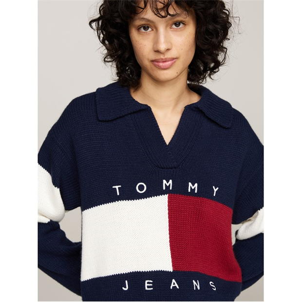 Blug Tommy Rugby Style V-Neck Cropped Jumper Tommy Jeans