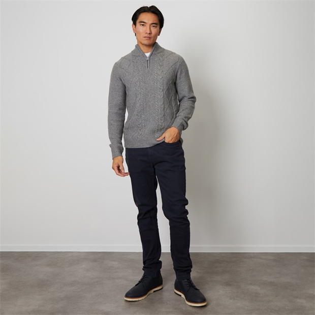 Threadbare Quarter Zip Cable Knit Jumper