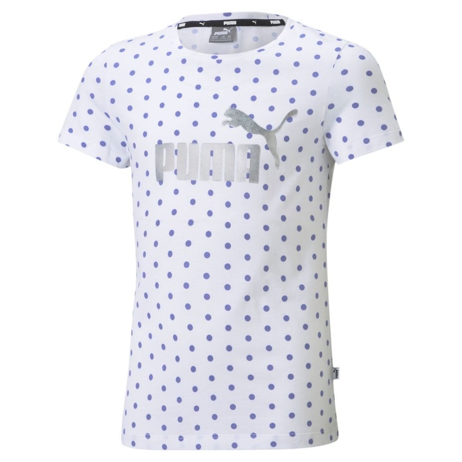 Tricou Koszulka dla dzieci Puma ESS+ Dotted biała w kropki 587042 02