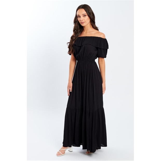 Rochie Be You Bardot Crinkle Maxi