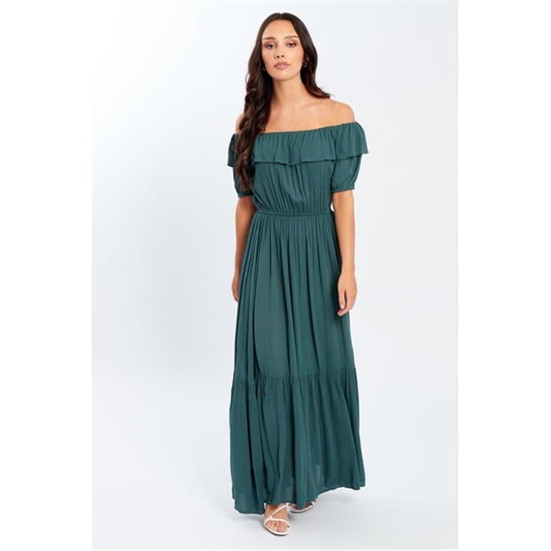 Rochie Be You Bardot Crinkle Maxi