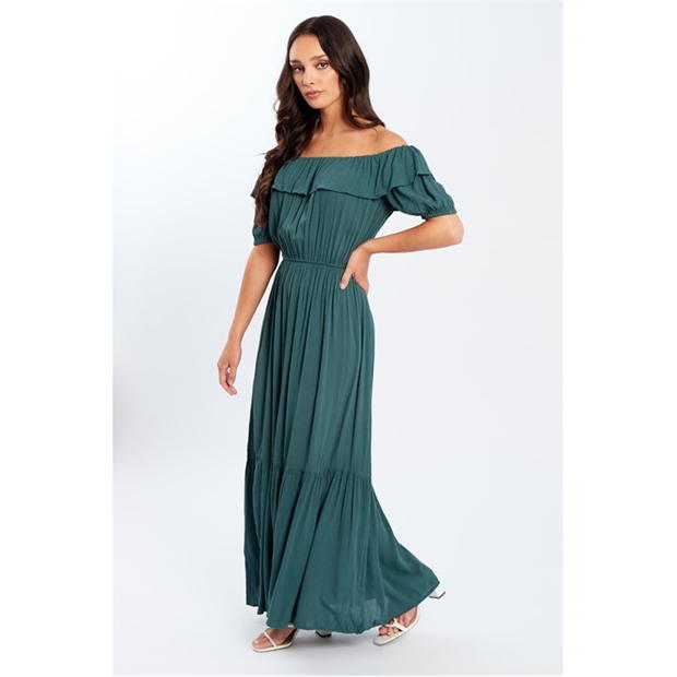 Rochie Be You Bardot Crinkle Maxi