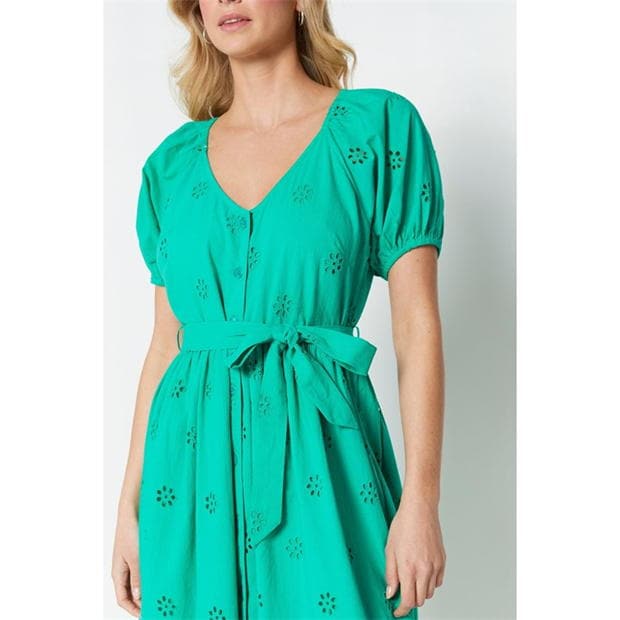 Rochie Be You Button Through Broderie Midi