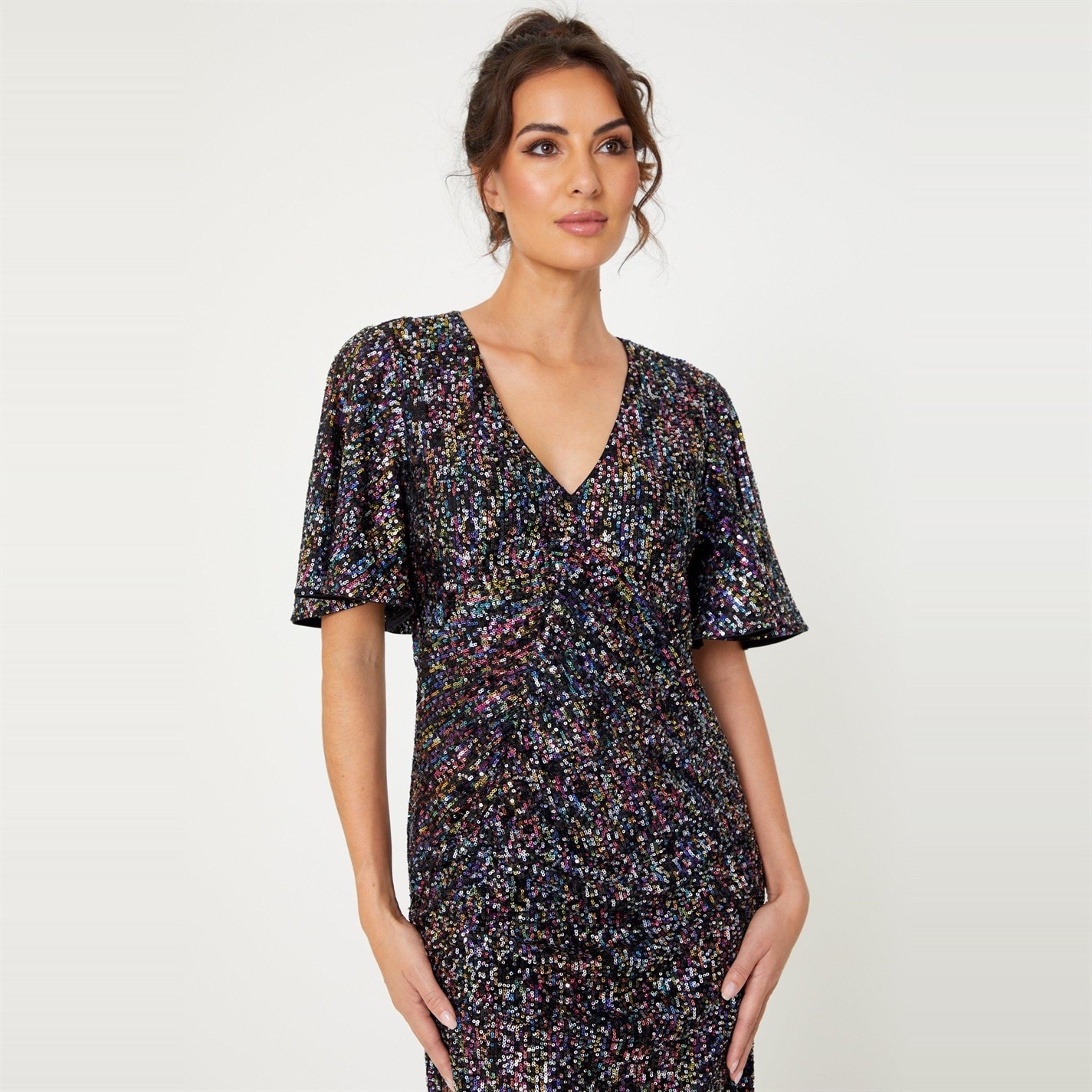 Rochie Be You Sequin V Neck Midi