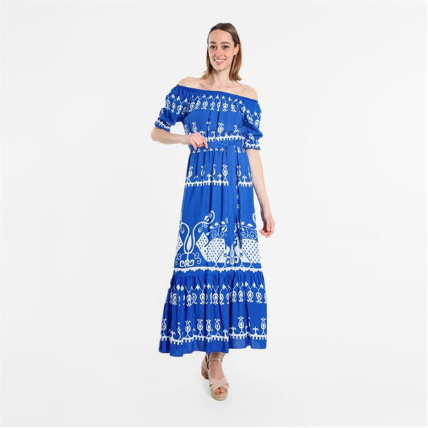 Rochie Be You Printed Batik Bardot Maxi