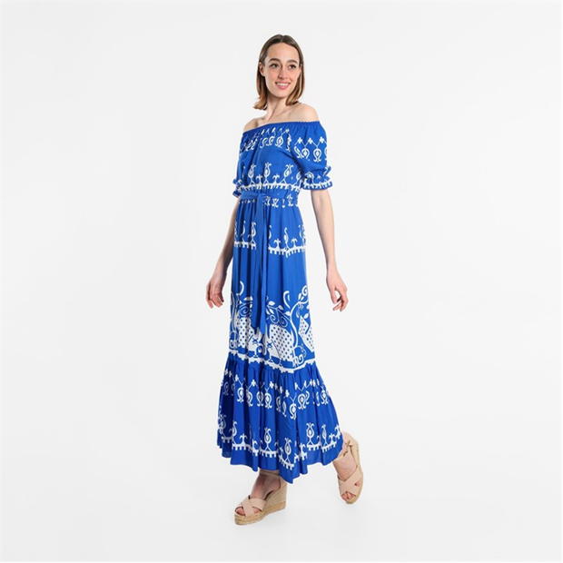 Rochie Be You Printed Batik Bardot Maxi