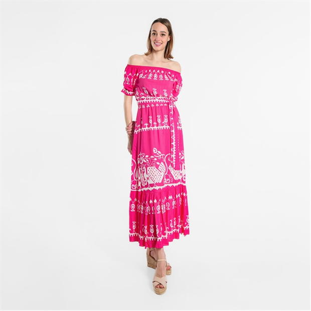 Rochie Be You Printed Batik Bardot Maxi