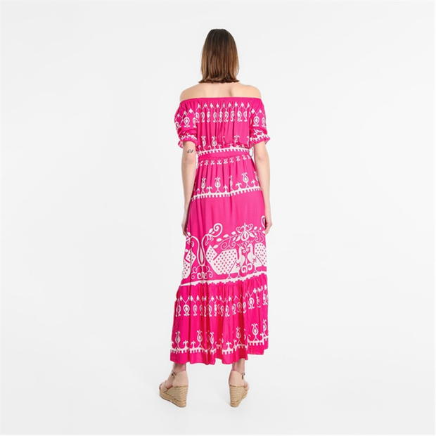 Rochie Be You Printed Batik Bardot Maxi