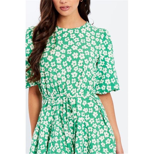 Rochie Be You Puff Slv Tie Waist