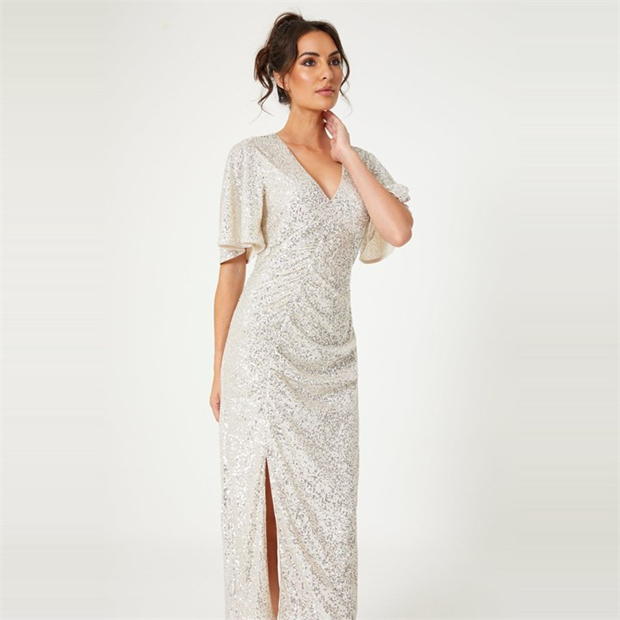 Rochie Be You Sequin V Neck Midi