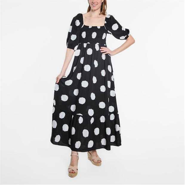 Rochie Be You Shirred Puff Sleeve Midi