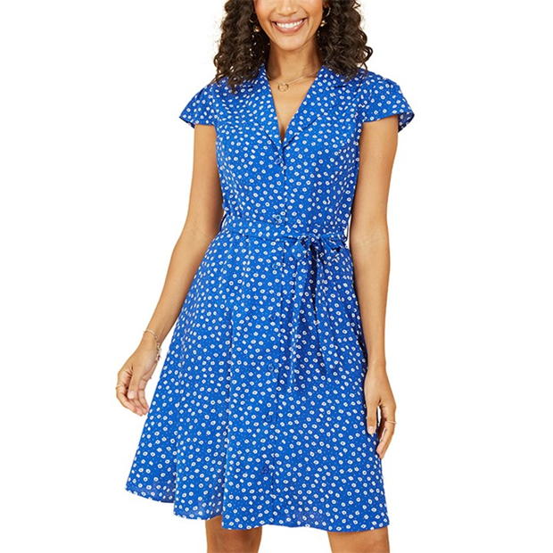 Camasa Rochie Mela London Mela London Blue Daisy Print Retro