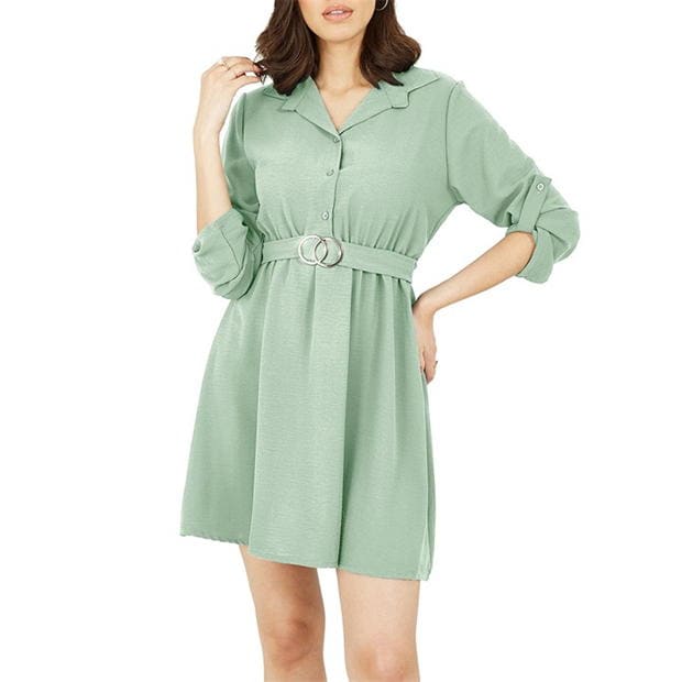 Camasa Rochie Mela London Mela London Green Gold Buckle Skater