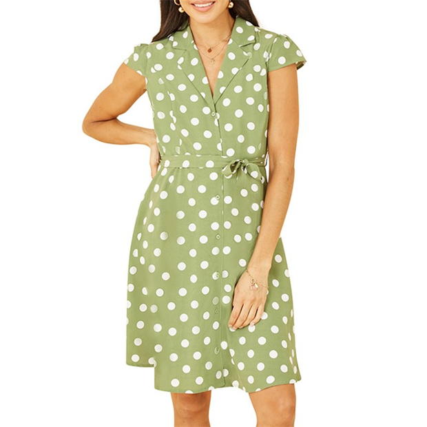 Camasa Rochie Mela London Mela London Green Polka Dot Retro