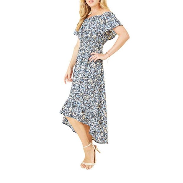 Rochie Mela London Mela London Blue Floral Ditsy Bardot Midi