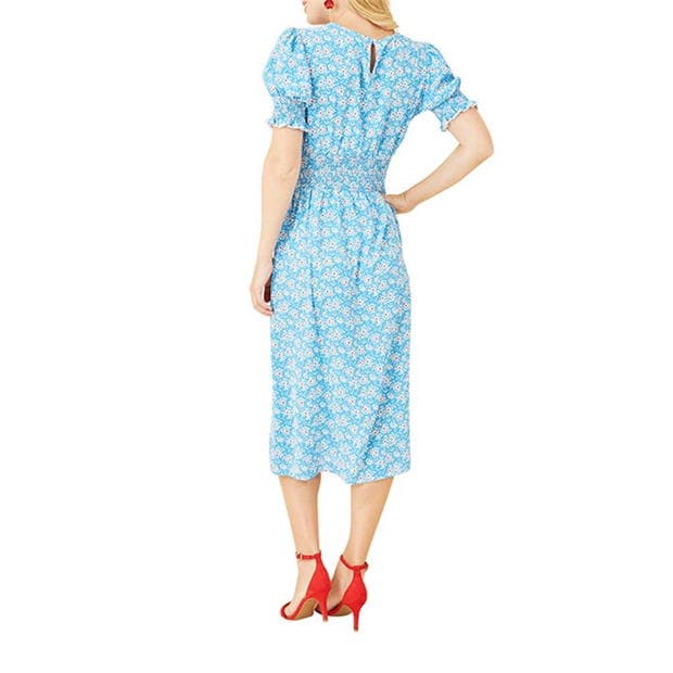 Rochie Mela London Mela London Blue Floral Shirred Waist Midi