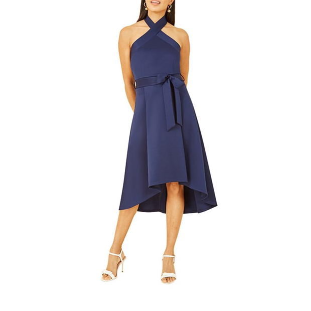 Rochie Mela London Mela London Navy Halter Neck Dipped Hem Skater