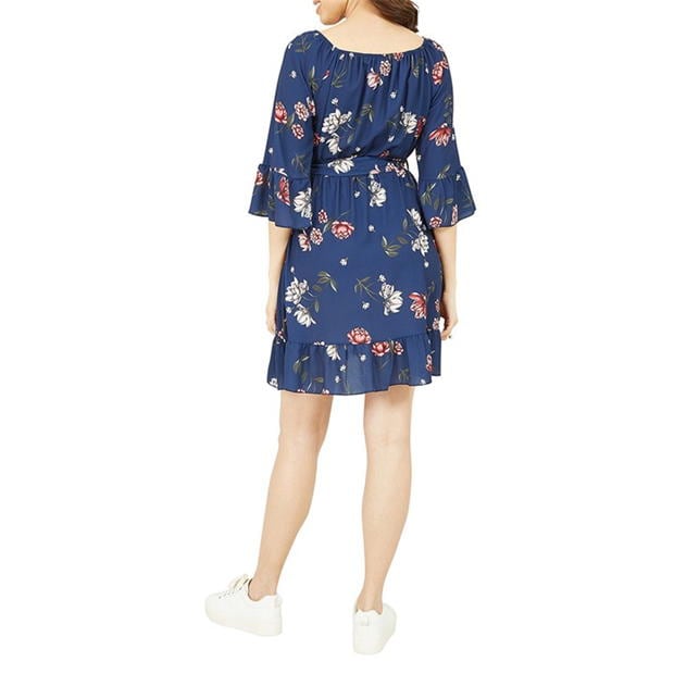 Rochie Mela London Mela London Navy Floral Bardot Frill Skater