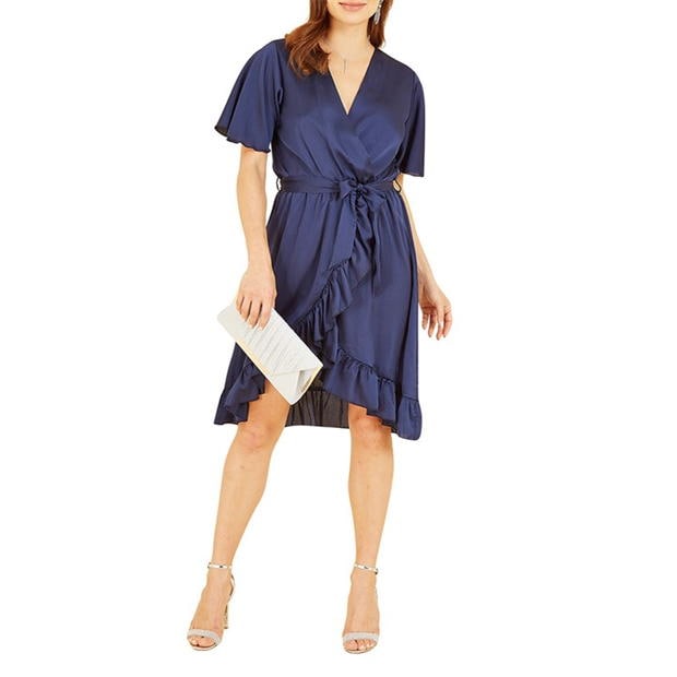 Rochie Mela London Mela London Navy Satin Wrap