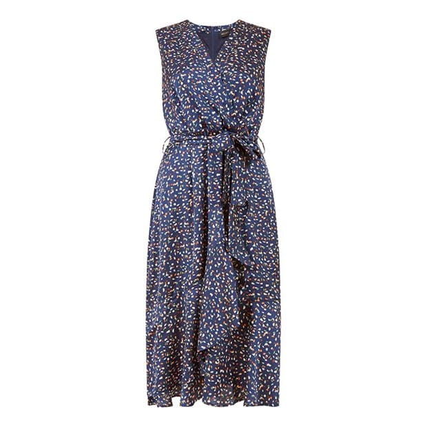 Rochie Mela London Mela London Navy Spot Satin Wrap Effect Midi