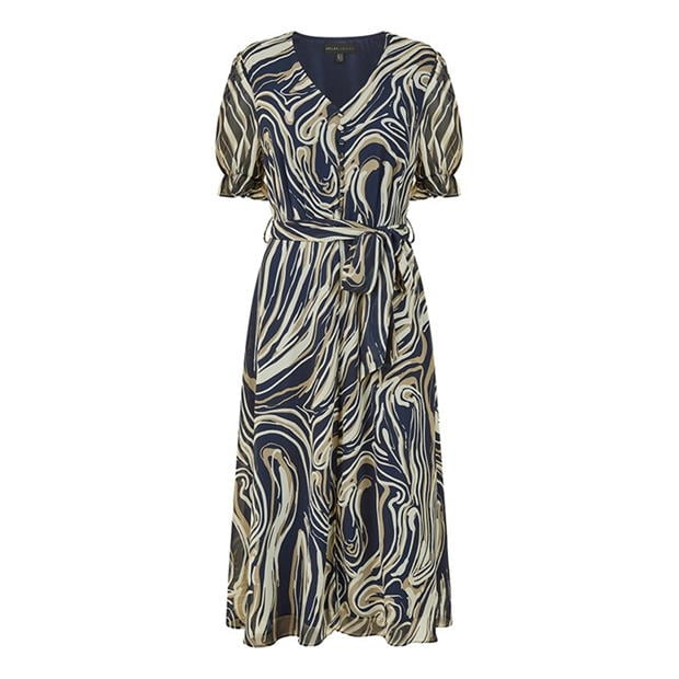 Rochie Mela London Mela London Navy Swirl Print Midi Tea