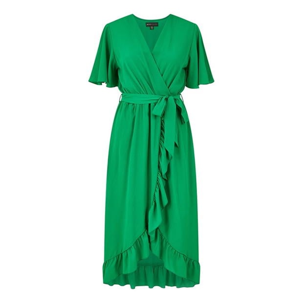 Rochie Mela London Mela London Greenwrap Over Frill Hem