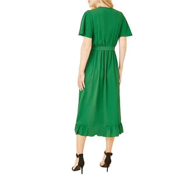 Rochie Mela London Mela London Greenwrap Over Frill Hem