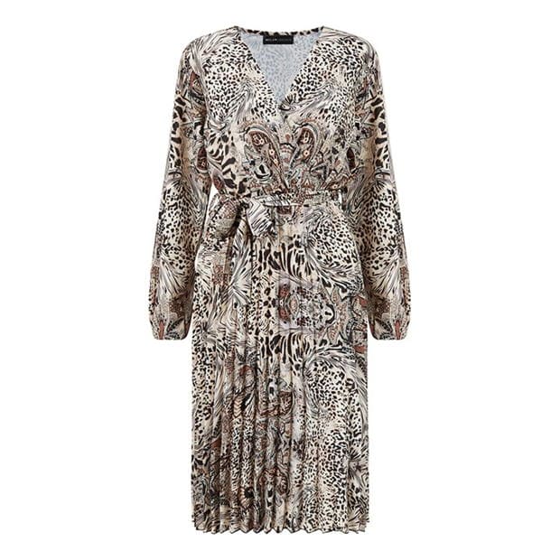 Rochie Mela London Mela London Brown Animal Paisley Wrap Pleated