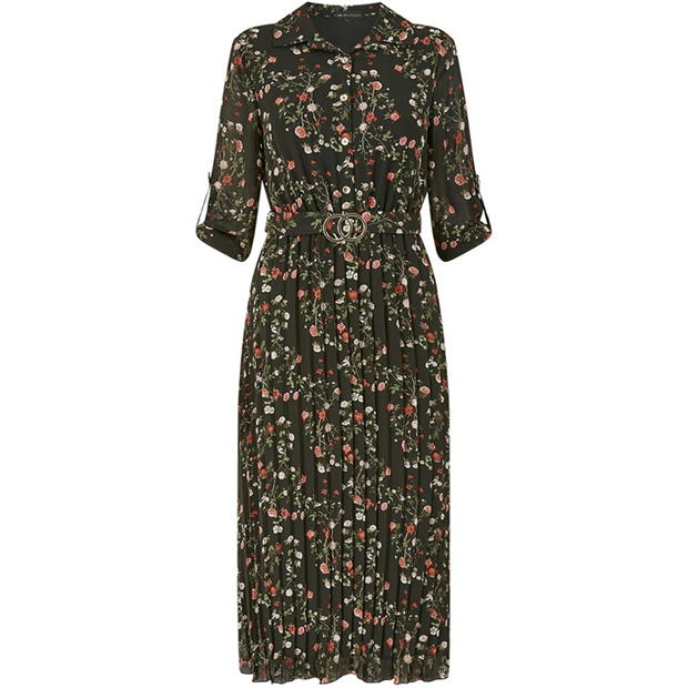 Rochie Mela London Mela London Black Ditsy Floral Pleated Midi