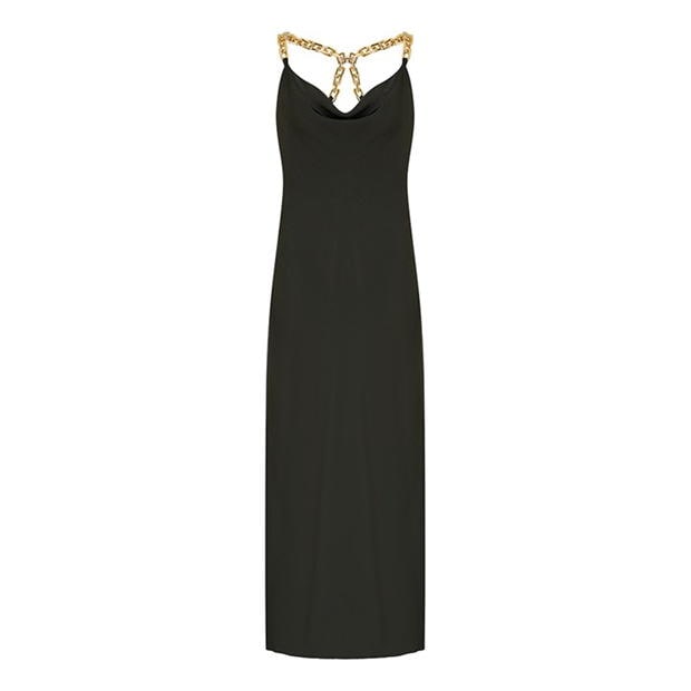 Rochie Mela London Mela London Black Satin Maxi With Chain Straps