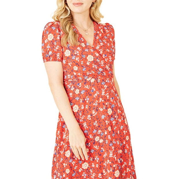 Rochie Mela London Mela London Red Floral Midi Tea