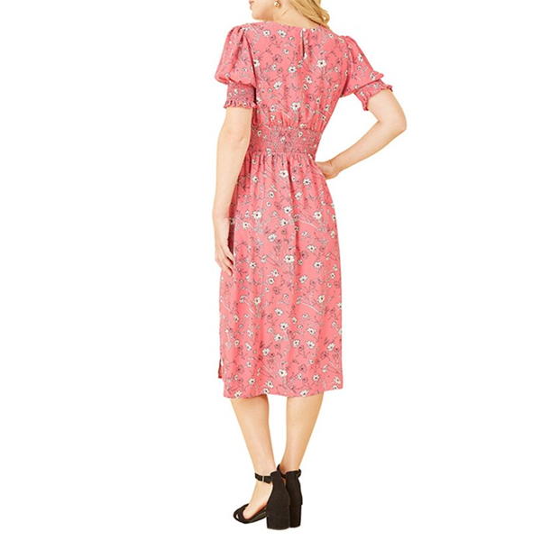 Rochie Mela London Mela London Pink Floral Ruched Waist Midi