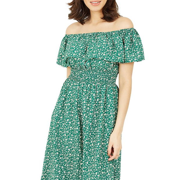 Rochie Mela London Mela London Green Ditsy Daisy Printed Bardot