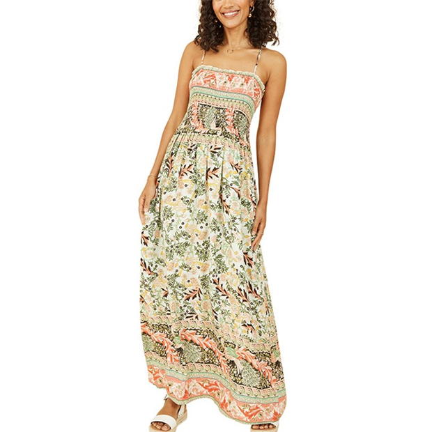 Rochie Mela London Mela London Green Paisley Shirred Maxi