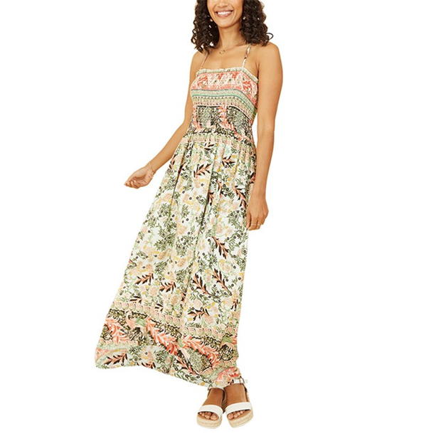 Rochie Mela London Mela London Green Paisley Shirred Maxi