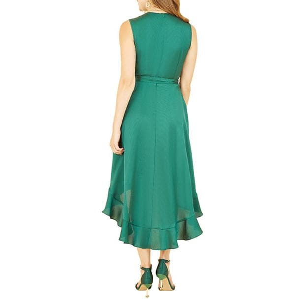 Rochie Mela London Mela London Green Satin Dipped Hem Midi