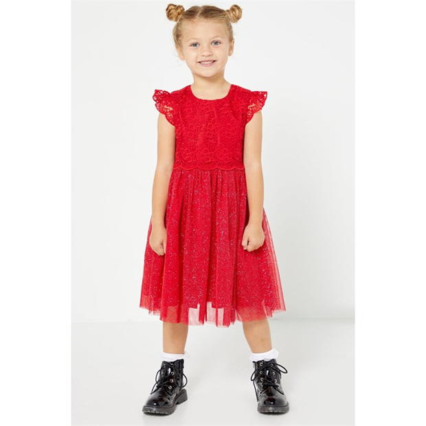 Rochie Studio Flower Glitter Mesh Red fetita