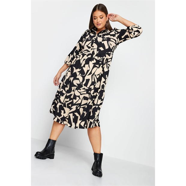 Rochie YOURS Curve Maneca Lunga Abstract Placket