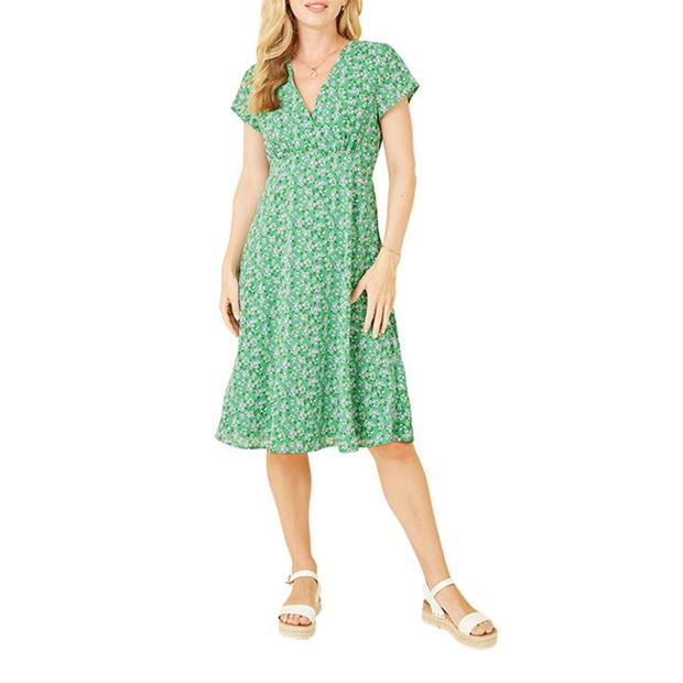 Rochie Yumi Yumi Green Ditsy Skater Wrap