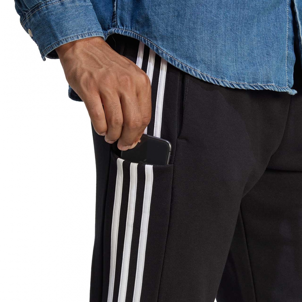 Men's Adidas Essentials French Terry Tapered Cuff 3-Stripes Black HA4337