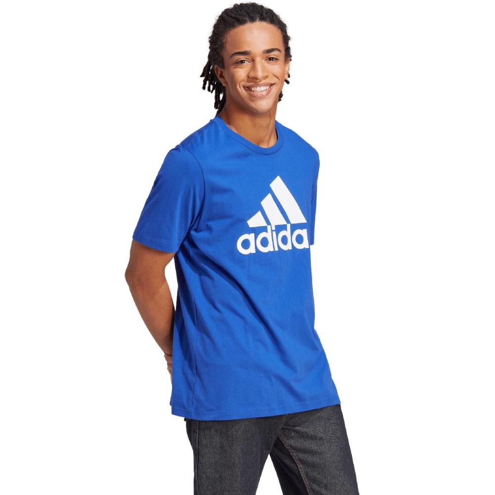 Men's Adidas Essentials Single Jersey Big Logo Blue IC9351