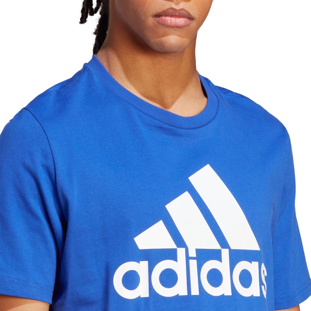 Men's Adidas Essentials Single Jersey Big Logo Blue IC9351