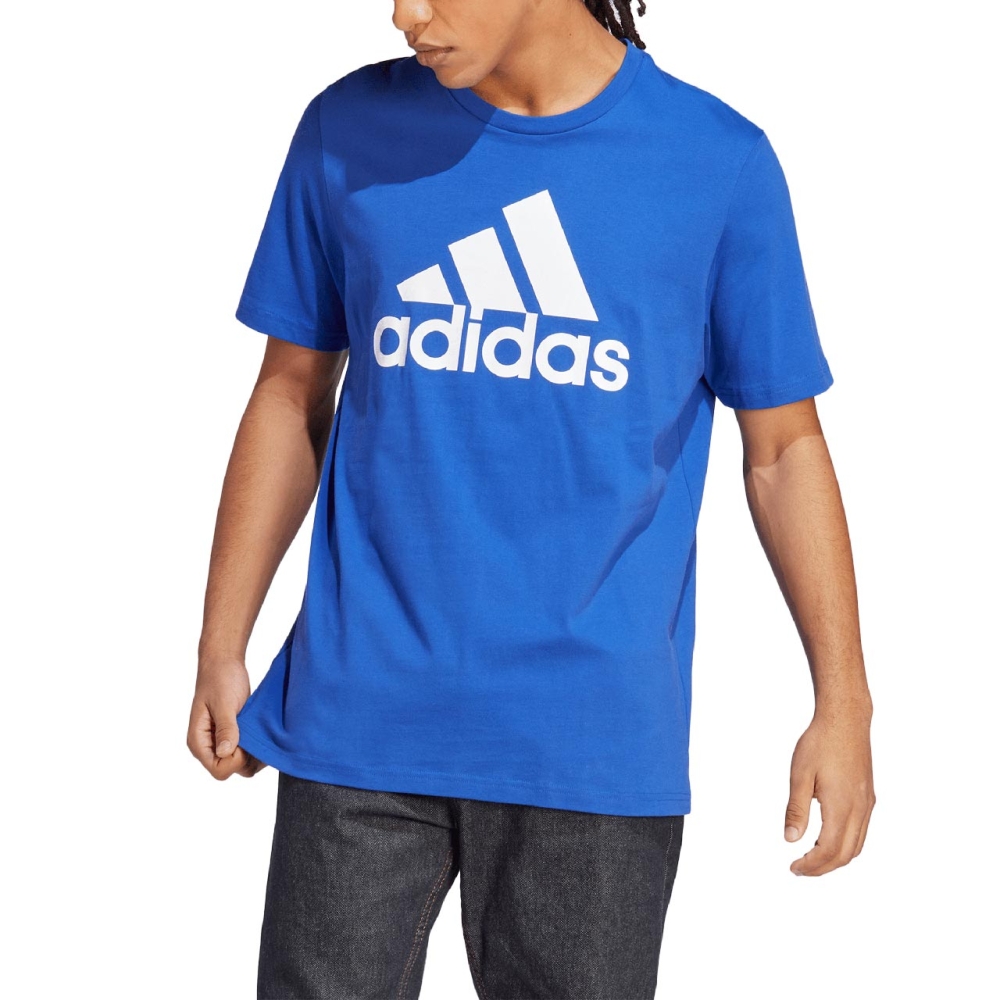 Men's Adidas Essentials Single Jersey Big Logo Blue IC9351