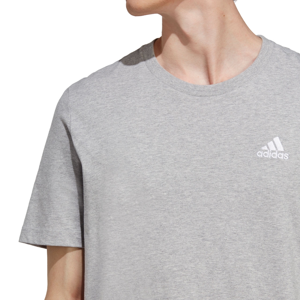 Men's Adidas Essentials Single Jersey Embroidered Small Logo Gray IC9288