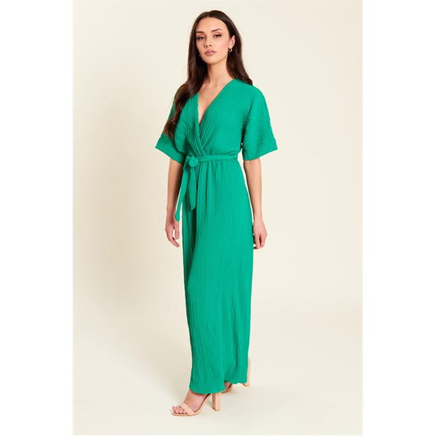 Be You Wide Leg Plisse Jumpsuit