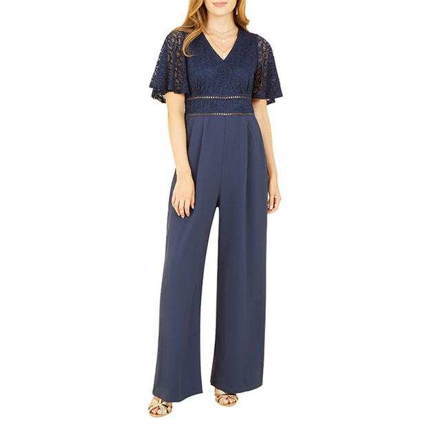 Yumi Yumi Navy Lace Bodice Jumpsuit